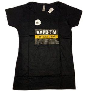 Rapdom Graphic V Neck T Shirt Black Women Size Large